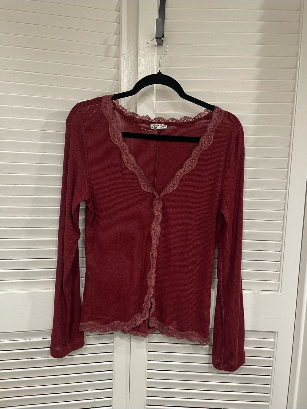 Free people intimately Lace-Trim Long Sleeve Top SZ large